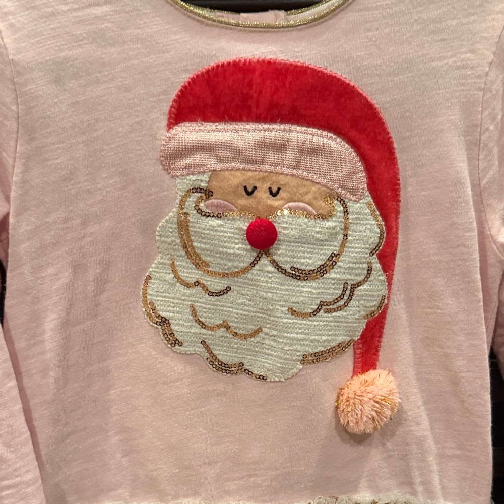 Mud Pie Pink Santa Dress with Gold Stars - Picture 2 of 4